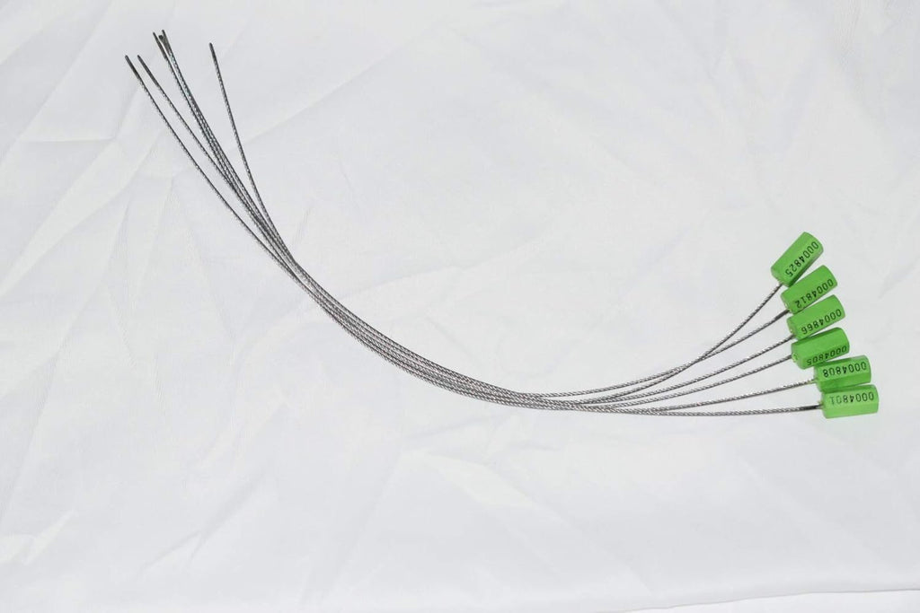 Green Steel Security Cable Wire Seals Numbered Anti-Tamper Tags Pack of 100 T33794