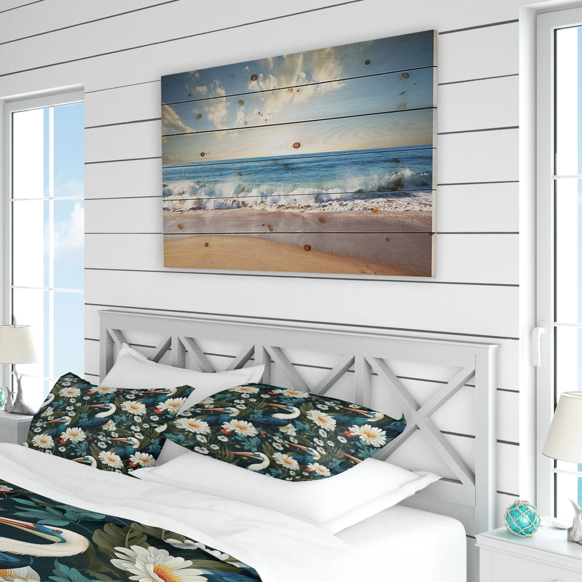 Blue Coastal Bedding Coverlet Set with 2 Shams C90978