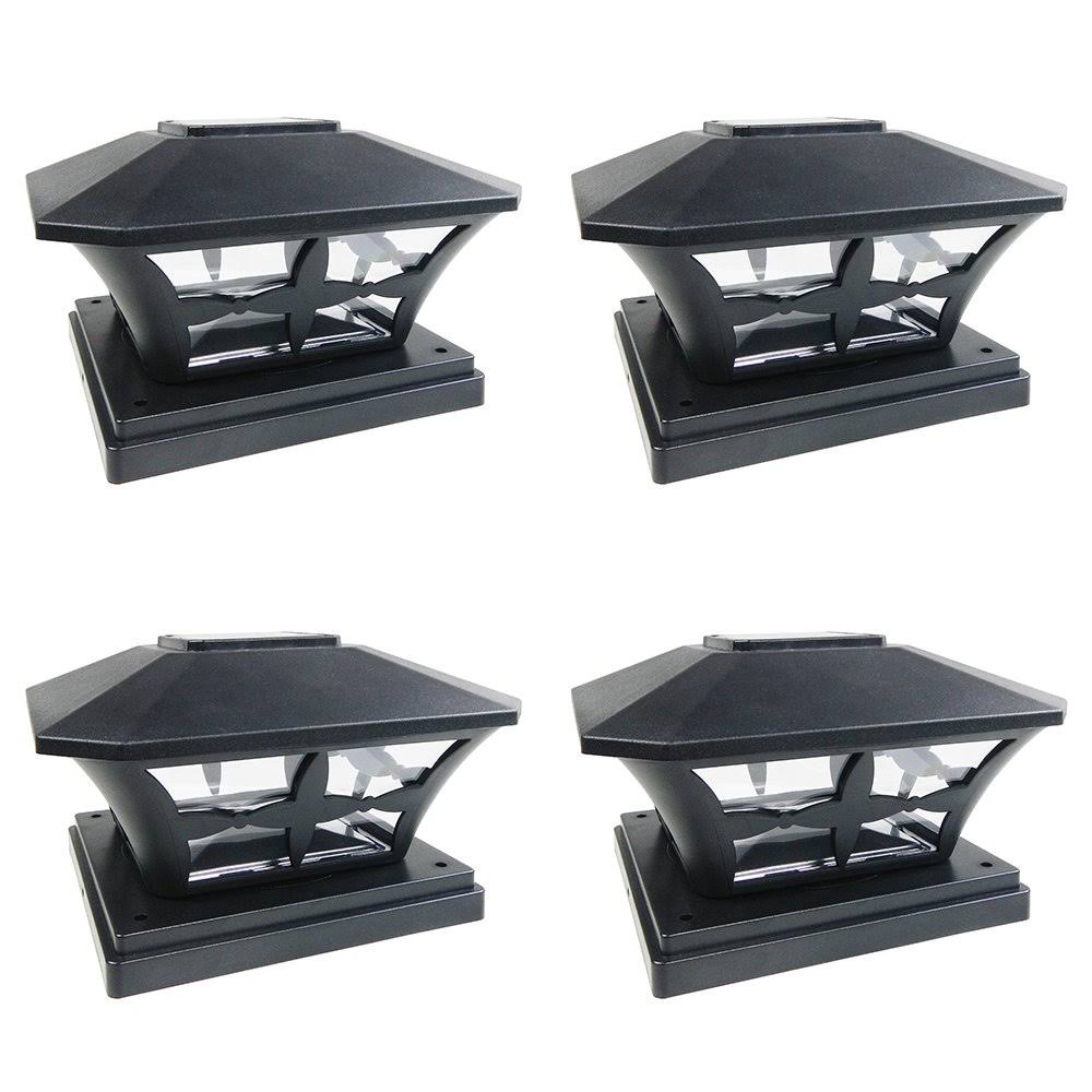 Black 4 Pack Solar LED Post Cap Light I98988