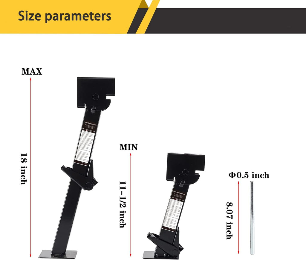 Pair of Trailer Stabilizer Jacks Telescoping RV Camper Accessories 450kg (1000 Lbs) Capacity Each Pack of 2 N952595