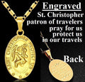 18k Gold Filled On Silver Saint Christopher Figaro Bar Chain Necklace W30103