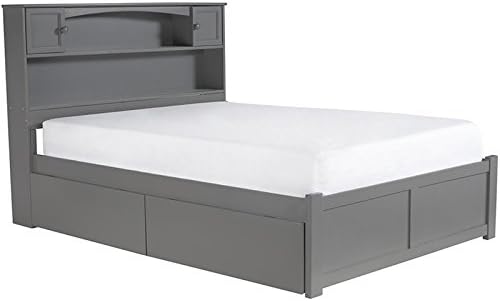 Gray Solid Wood Full Bed with Bookcase Storage E948612
