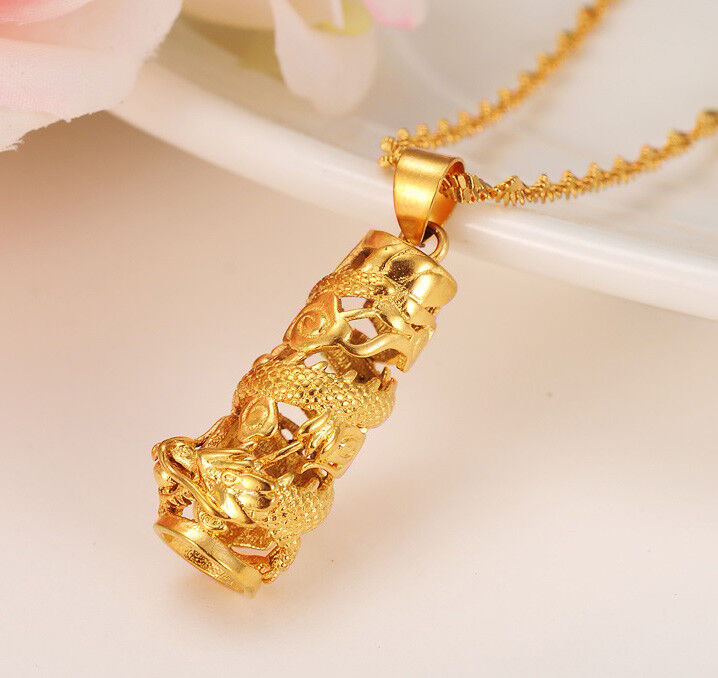 24k Gold Filled Dragon Pendant Chain Link Necklace W256629