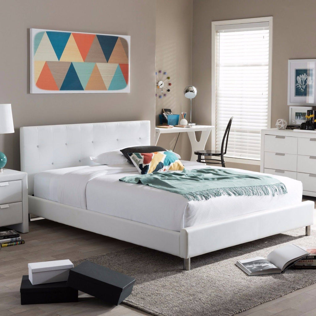 King Bed with Crystal Button Tufting Y36686