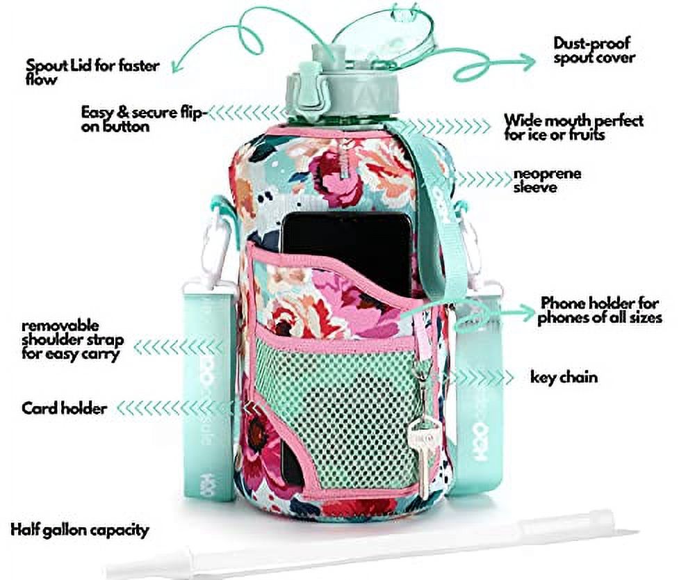 Floral Bloom 2.2L Water Bottle with Straw N809