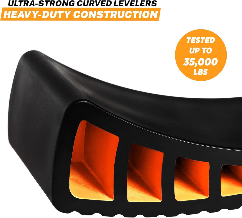 Curved RV Levelers with Wheel Chocks, Rubber Mats and Carry Bag R737