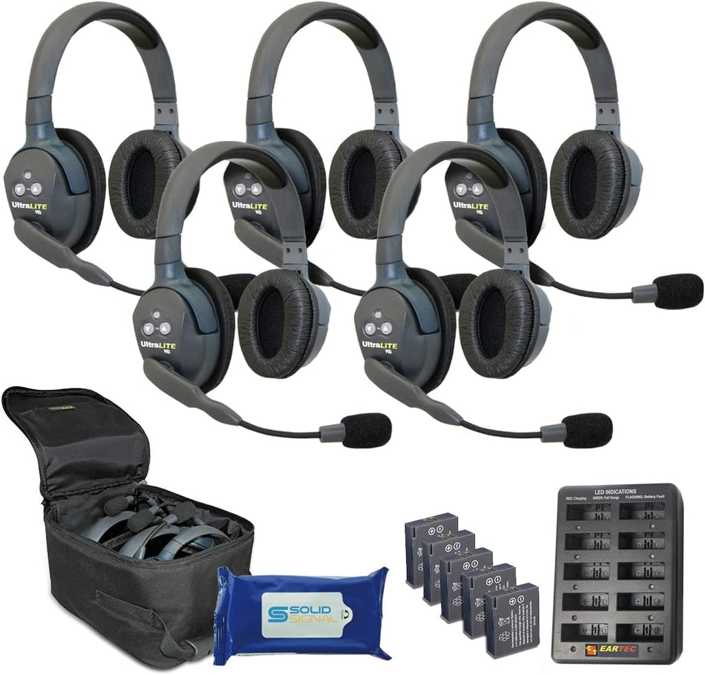 Full Duplex Wireless Headset Communication for 3 Users with Cleaning Wipes Bundle I947978