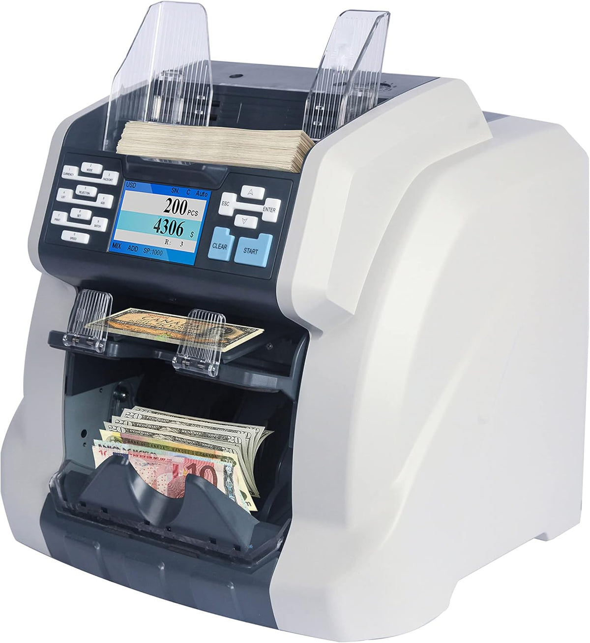 Two-Pocket Mixed Denomination Money Counter with Counterfeit Detection A296858