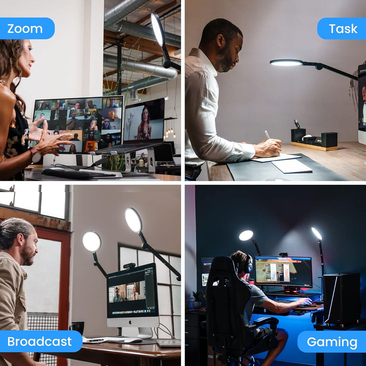 LED Desk Light with Clamp, Adjustable Brightness, Color Temperature Q2687