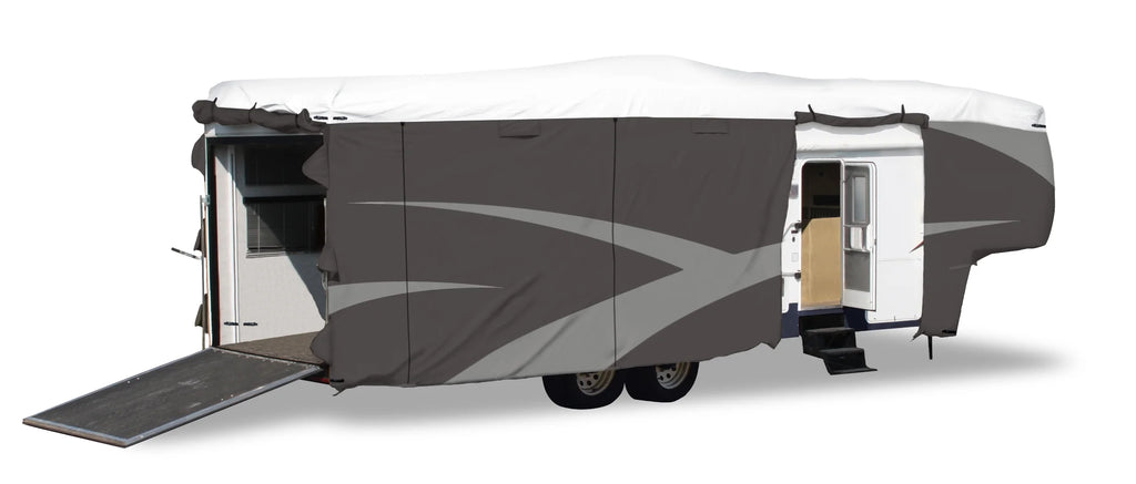 Gray/White Fifth Wheel Trailer Cover Q309