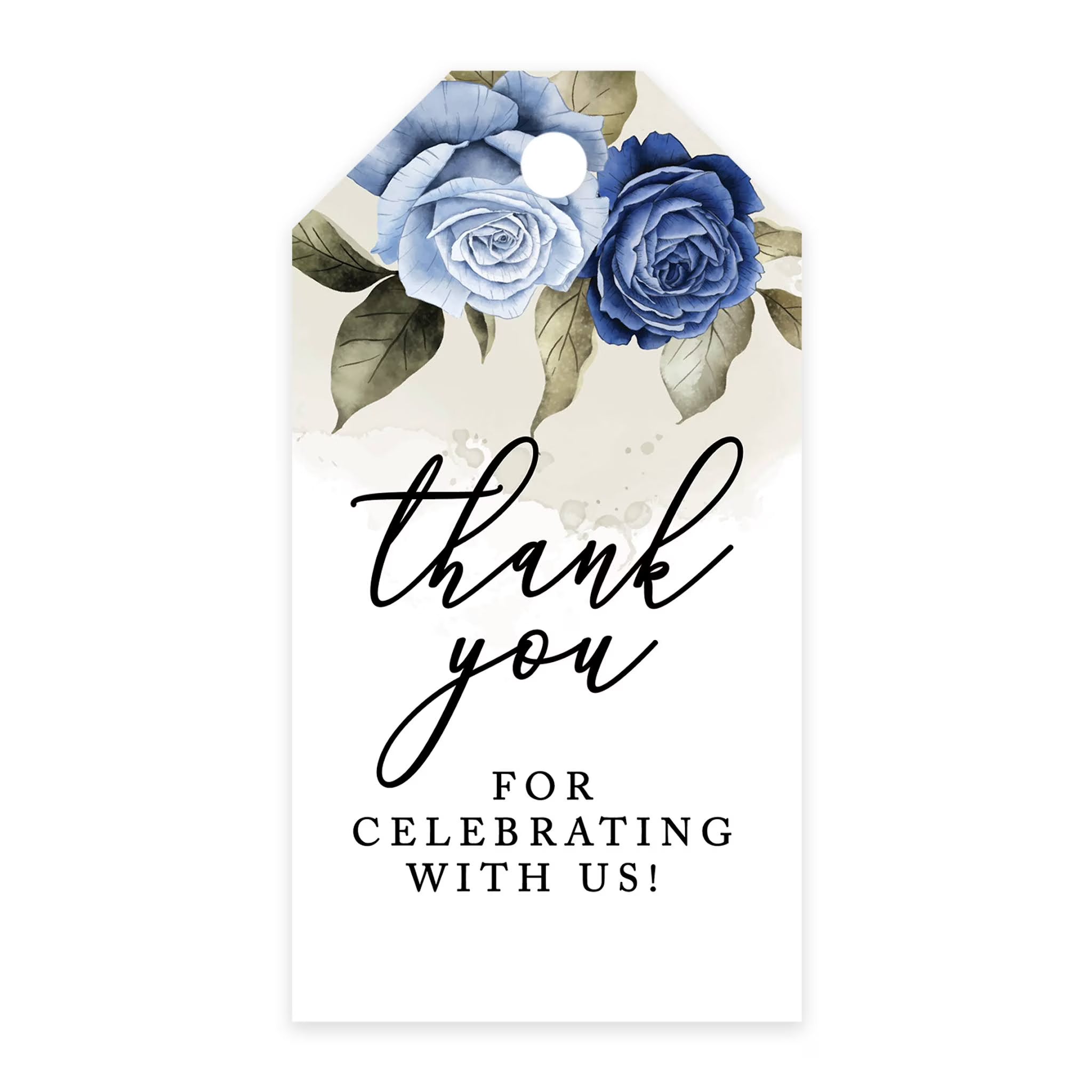 Icy Blue Roses Cardstock Gift Tags with Bakers 100-Pk Y371