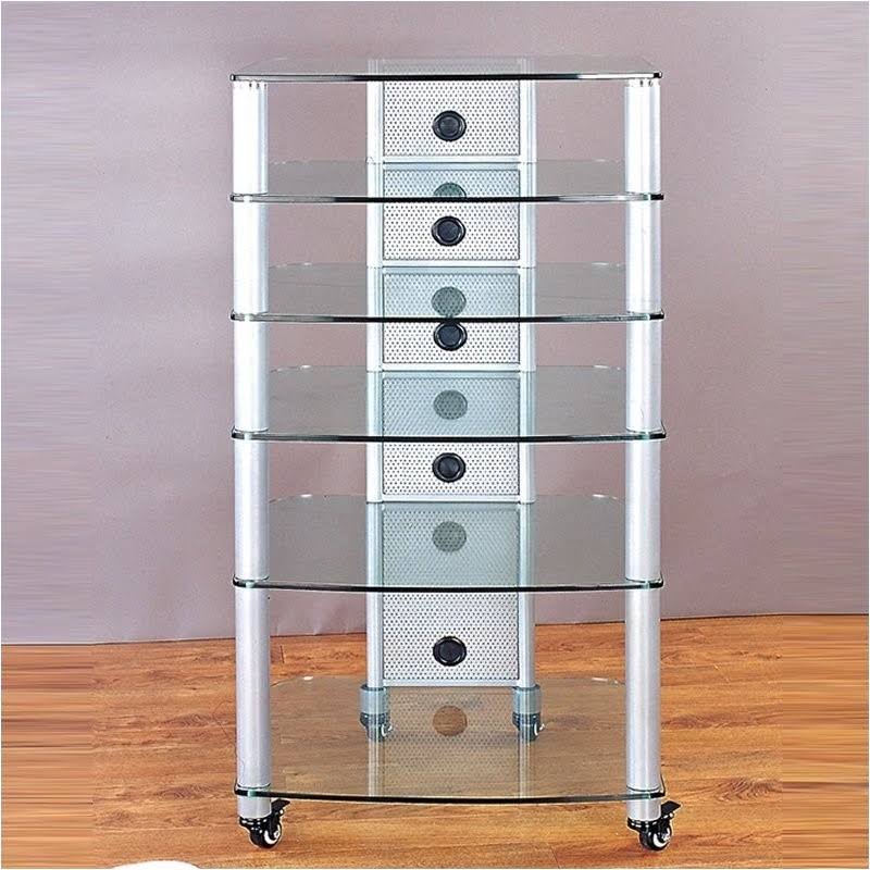 Black Frame and Black Glass Audio Rack K2190