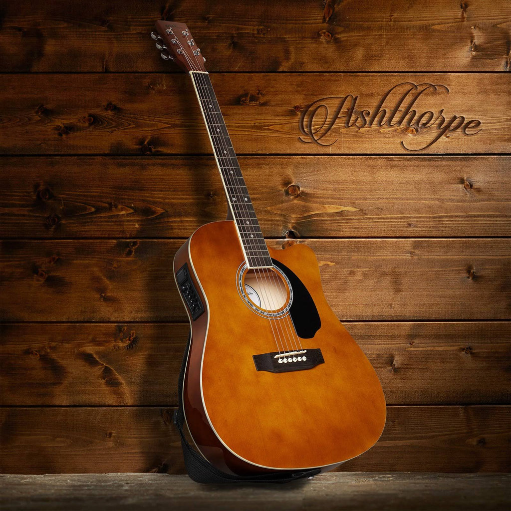 Brown Cutaway Acoustic-Electric Guitar Package H942