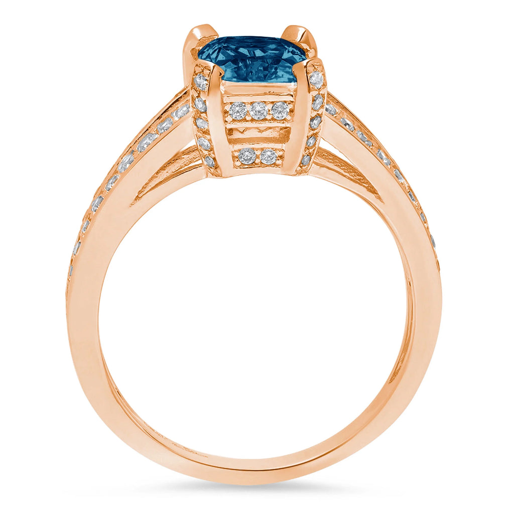 14k Rose Gold London Blue Topaz Ring Size 7 W907