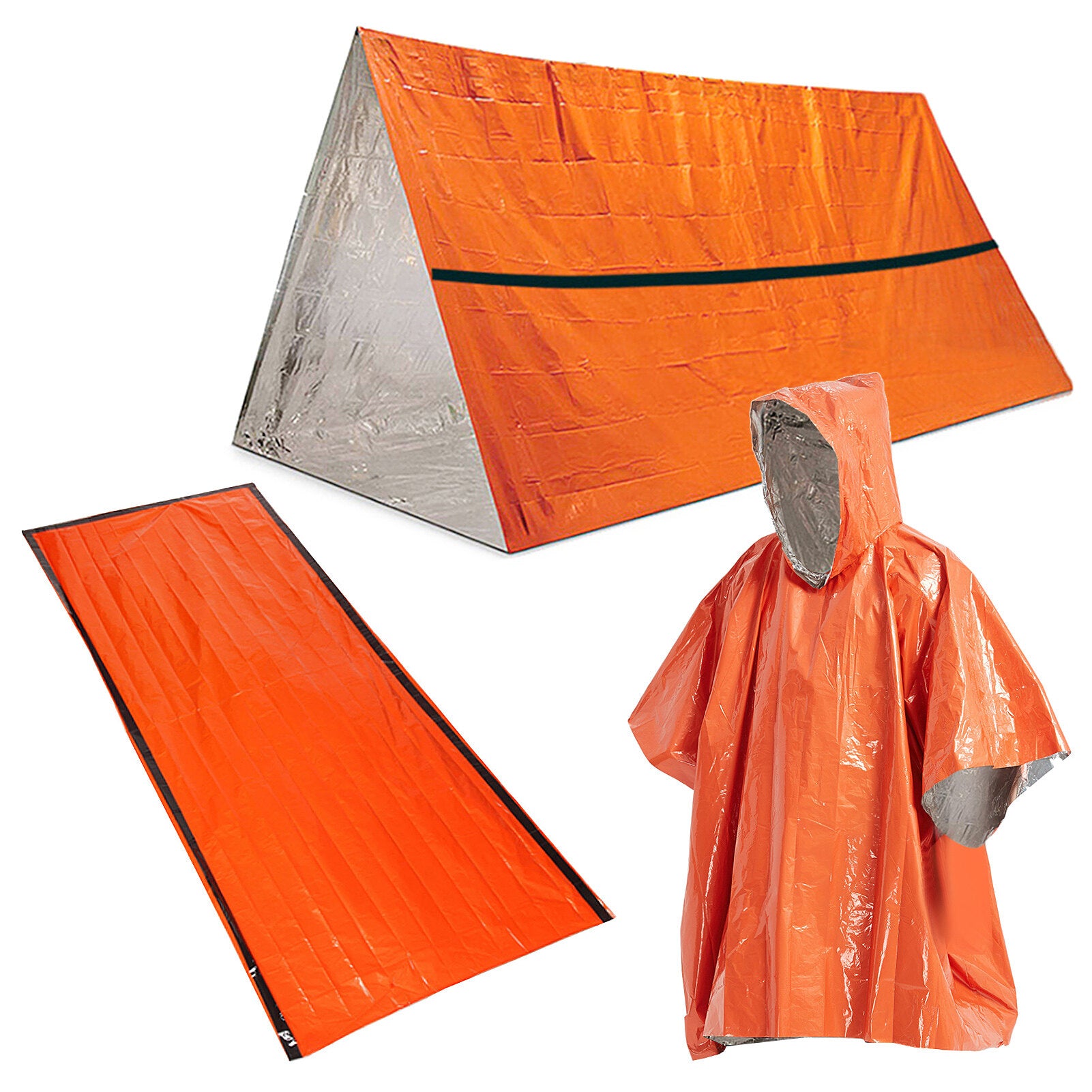 Waterproof Thermal Poncho Raincoat with Sleeping Bag and Tent Shelter O419