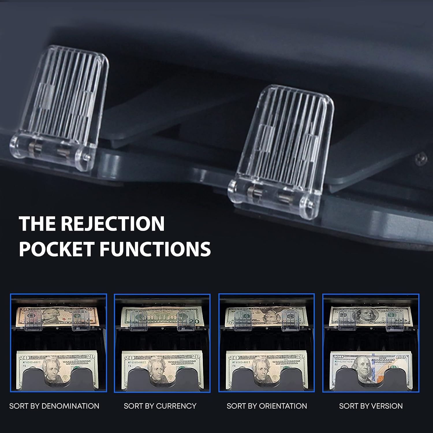 Two-Pocket Mixed Denomination Money Counter with Counterfeit Detection A296858