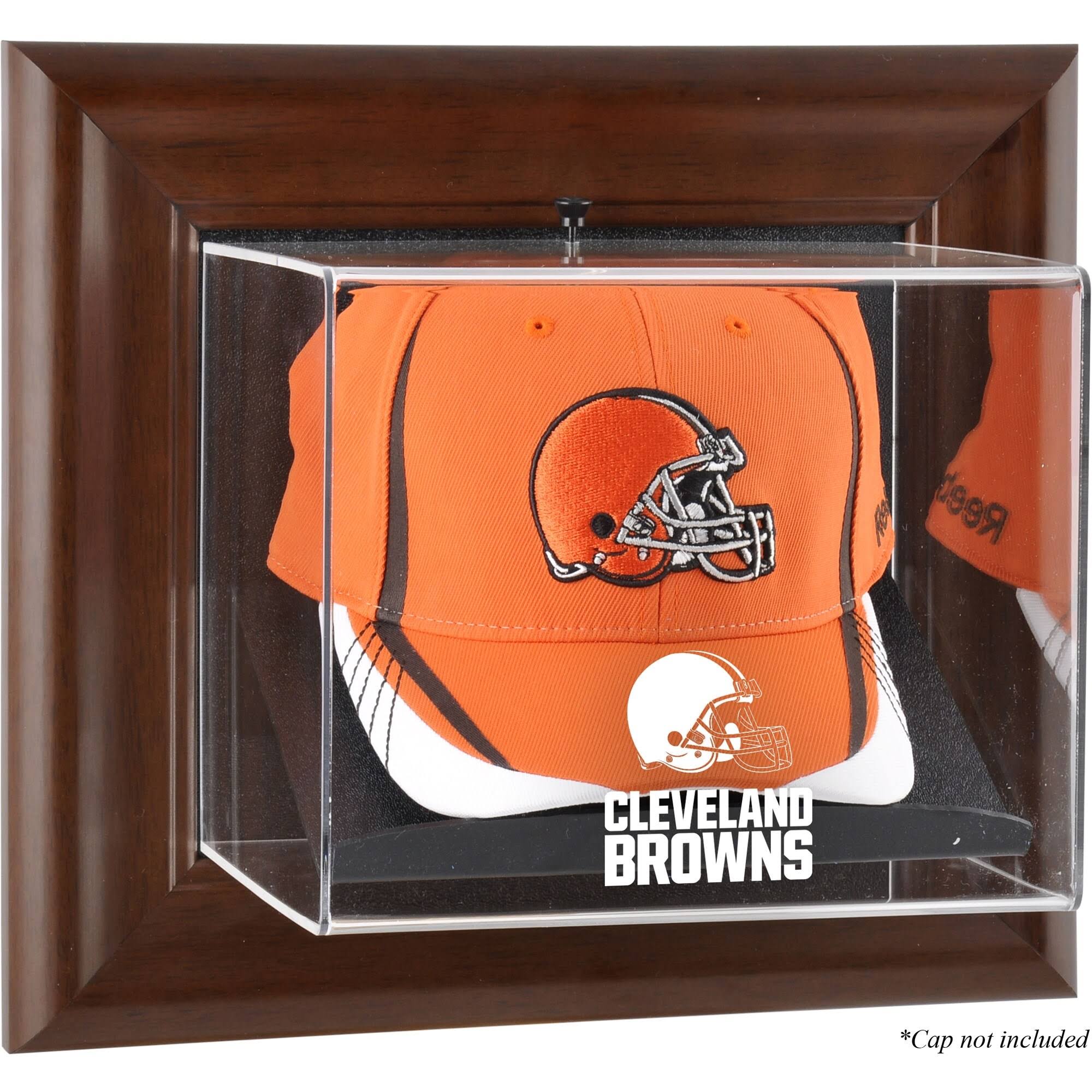 Brown Framed Wall-Mountable Baseball Cap Display Case Q6682