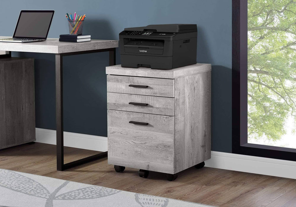 Grey Particle Board and MDF Filing Cabinet with 3 Drawers U4830