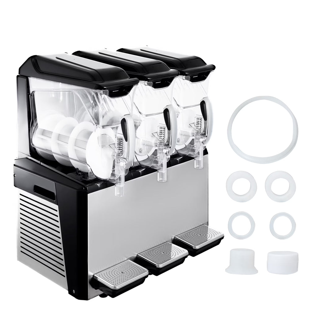110V Commercial Slushy Machine 10L x 3 Tank Frozen Drink Machine 1250W Stainless Steel L513