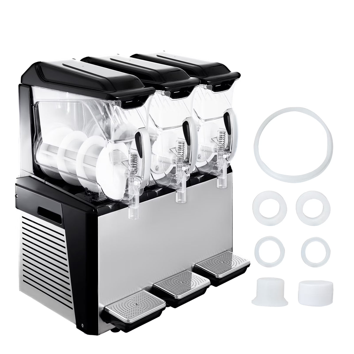 110V Commercial Slushy Machine 10L x 3 Tank Frozen Drink Machine 1250W Stainless Steel L513