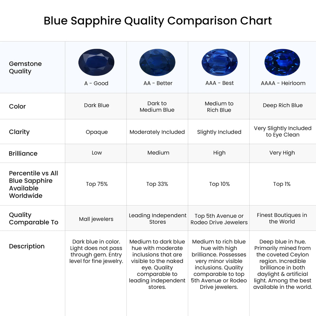 Natural Blue Sapphire & Diamond Classic Ring in 14K White Gold, Size 12.5 M747
