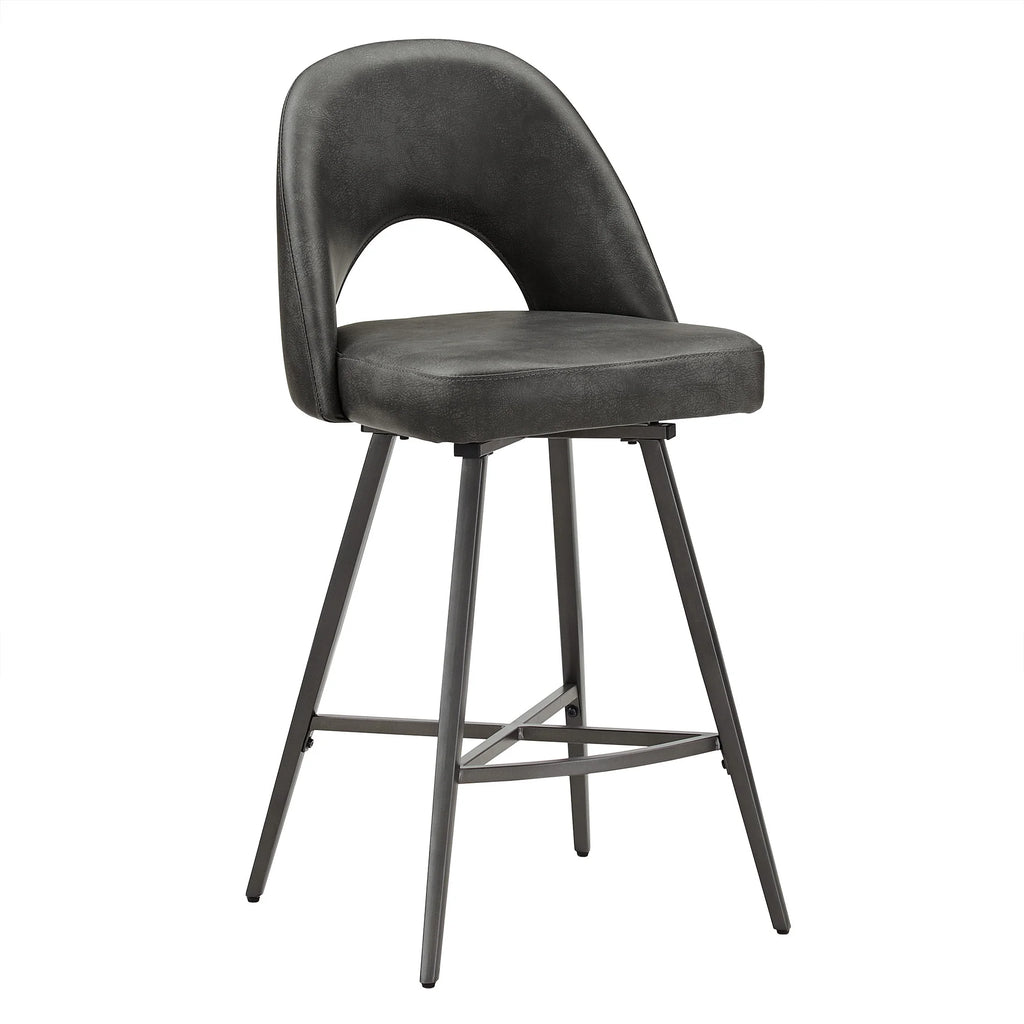 24" Metal Swivel Counter Stools, Set of 2, Dark Grey N631