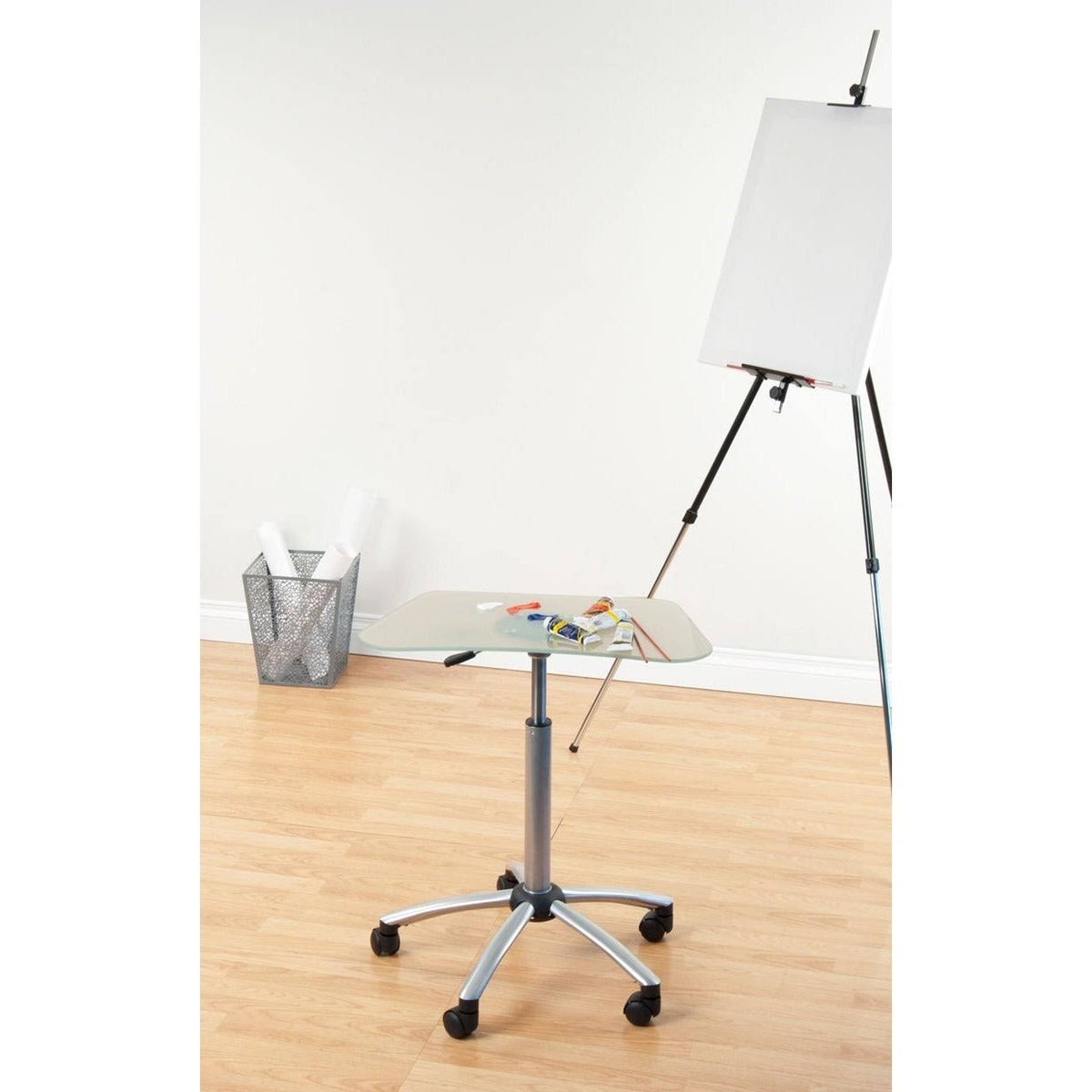 Silver Frosted Glass Mobile Cart T860393