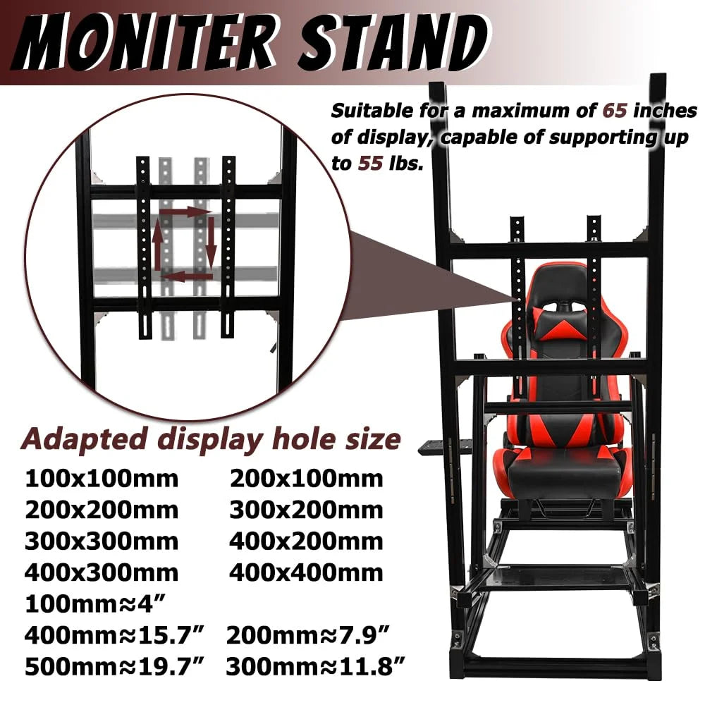 F1 Racing Simulator Cockpit with Monitor Stand Seat L3250