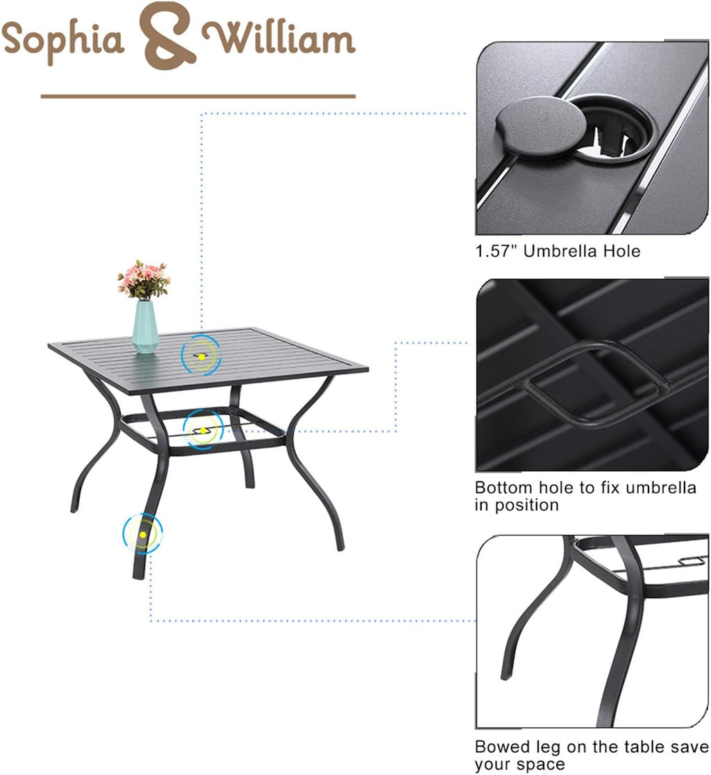 5 Pieces Patio Dining Set with 4 Chairs and 1 Square Table P2103