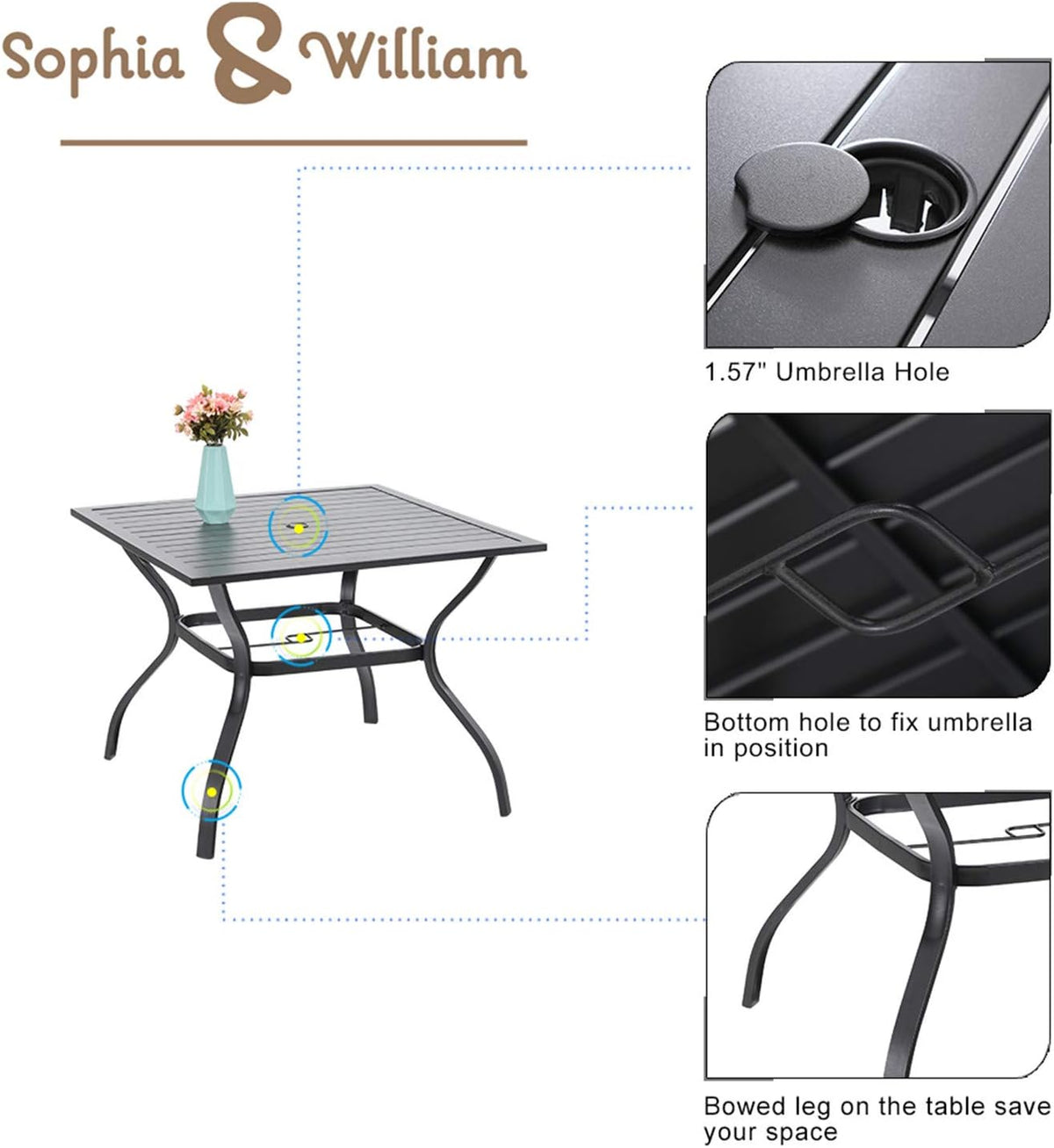 5 Pieces Patio Dining Set with 4 Chairs and 1 Square Table P2103