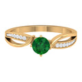 10K Yellow Gold Natural Emerald Solitaire Ring with Diamond Accent Q4819