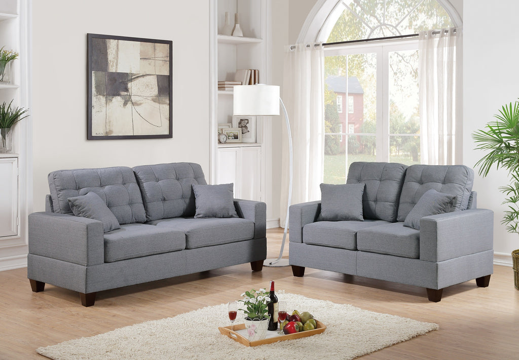 Tufted 2pc Sofa Set with Pillows U750