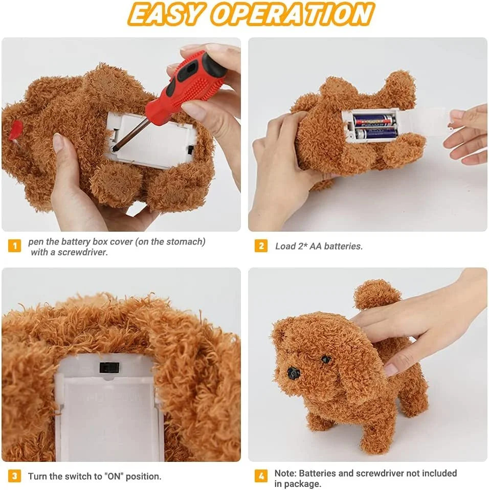Electronic Plush Toy Dog with Tail Wagging, Walking and Barking Y873