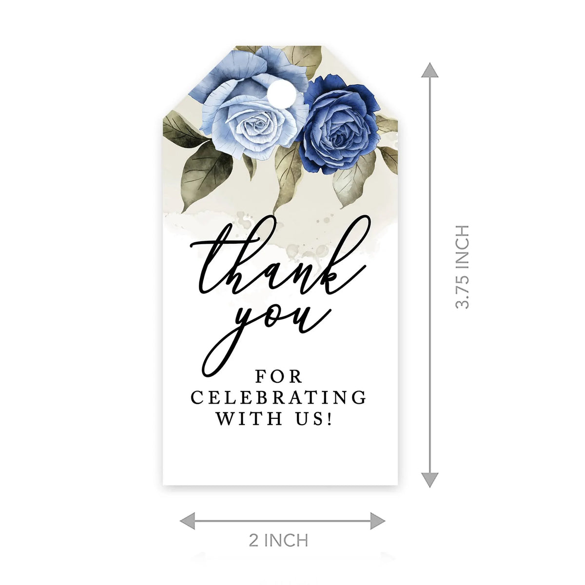 Icy Blue Roses Cardstock Gift Tags with Bakers 100-Pk Y371