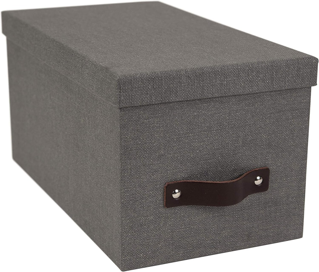 Canvas Gray Storage Box with Leather Handle T266