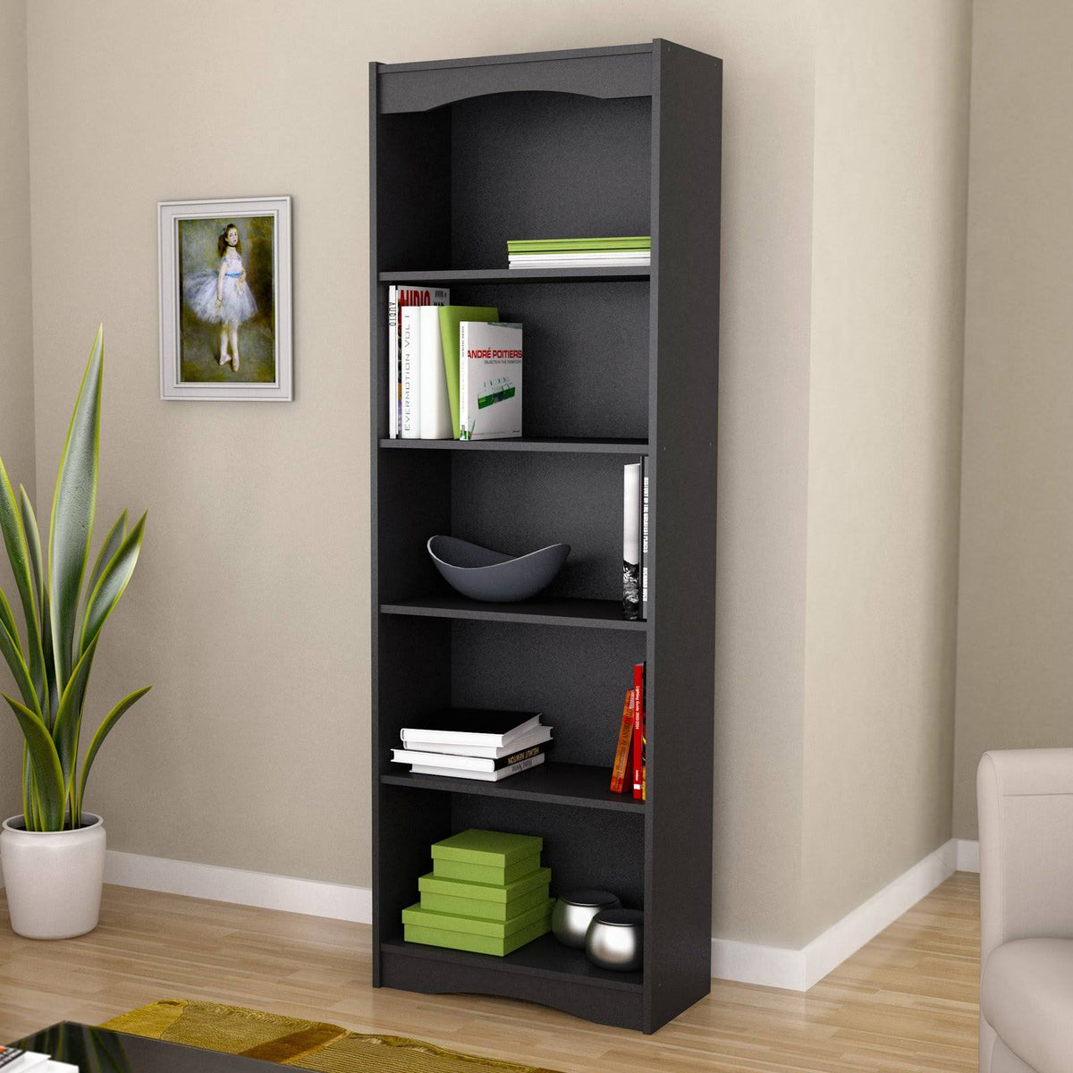Midnight Black 72-Inch Tall Bookcase O84914
