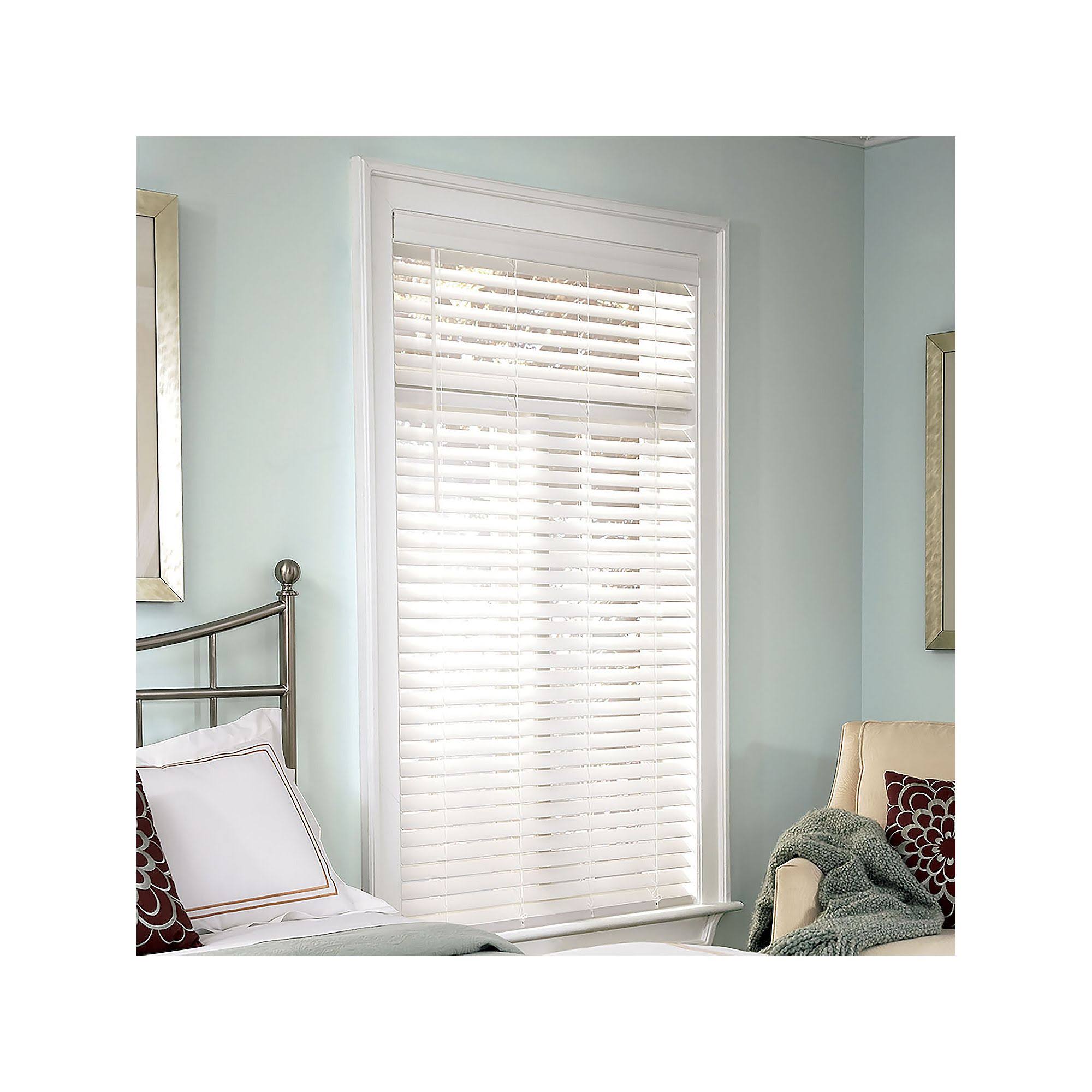 White 28.75X60 Faux Wood Cordless Blind G364919