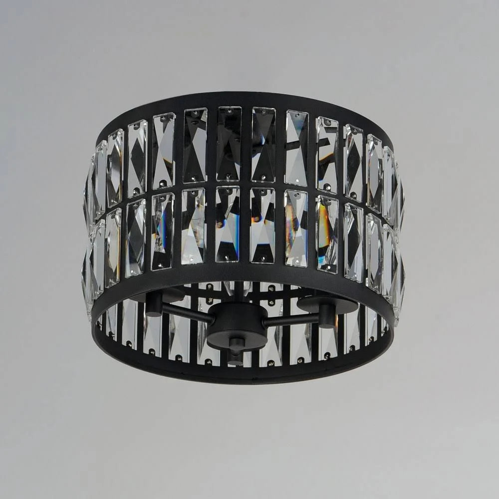 3 Light Flush Mount Black Finish I9745