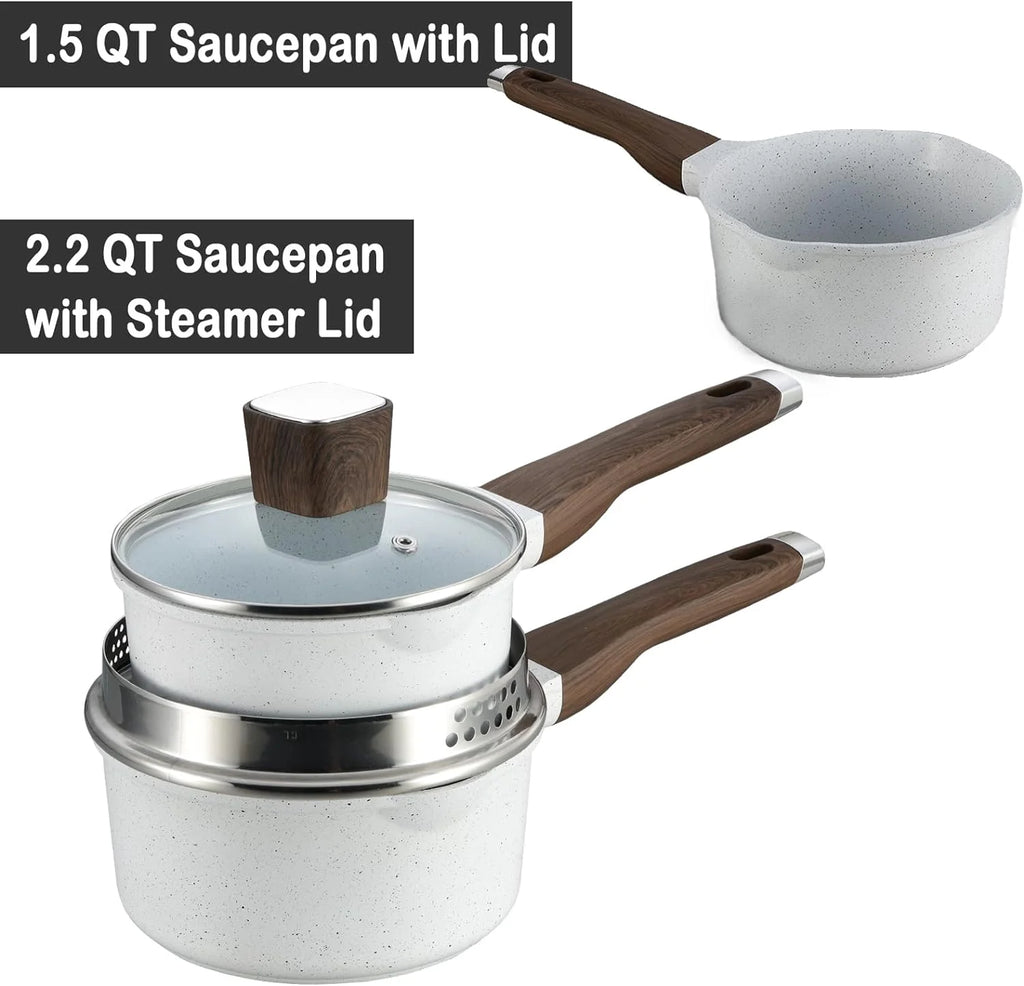 13pcs Nonstick White Granite Cookware Set W55651