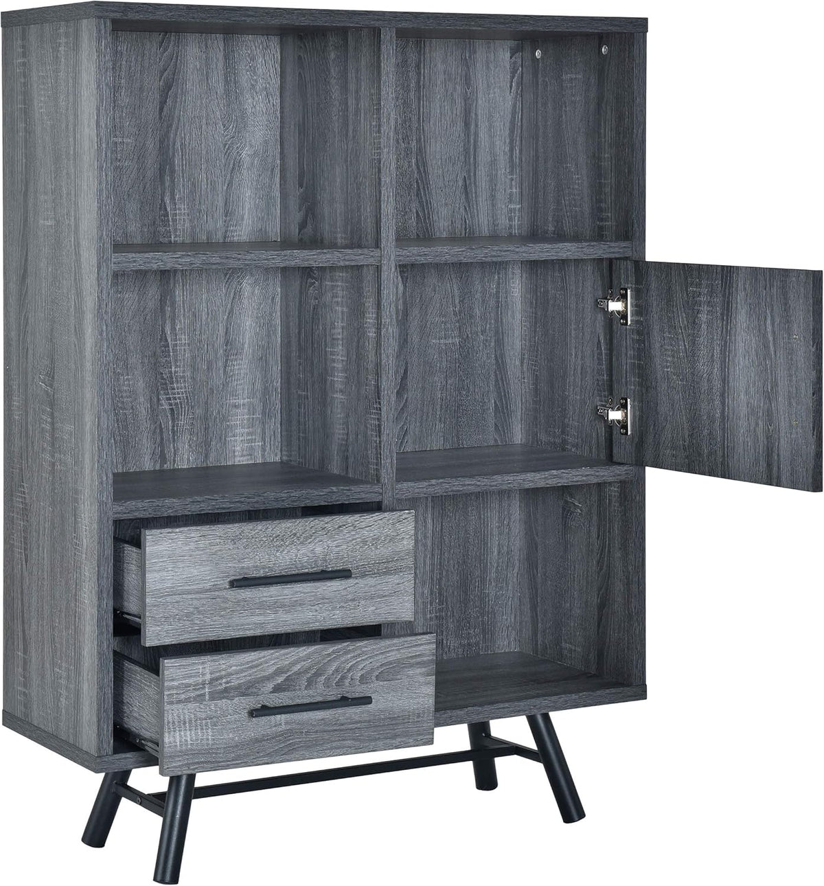 6 Shelf Multi-Functional Cabinet, Sonoma Oak + Black F398941