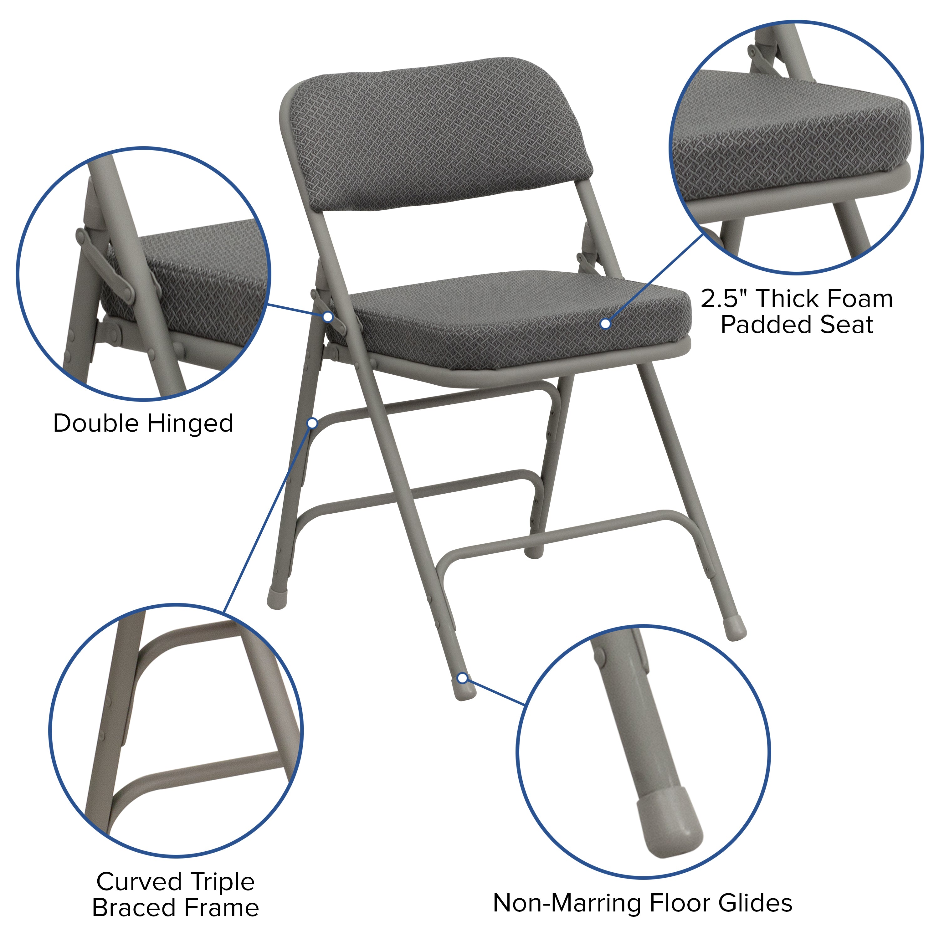 Metal Folding Chairs with Padded Seats M169134