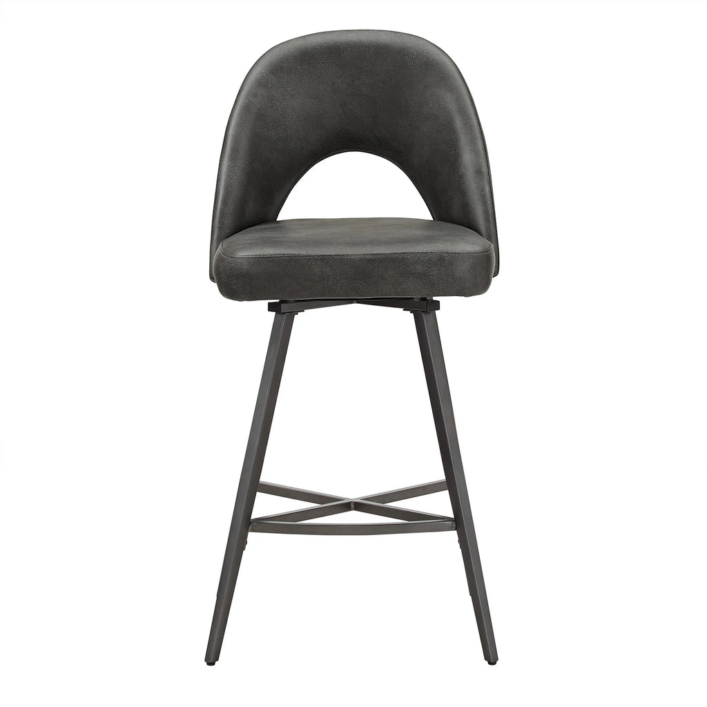 24" Metal Swivel Counter Stools, Set of 2, Dark Grey N631