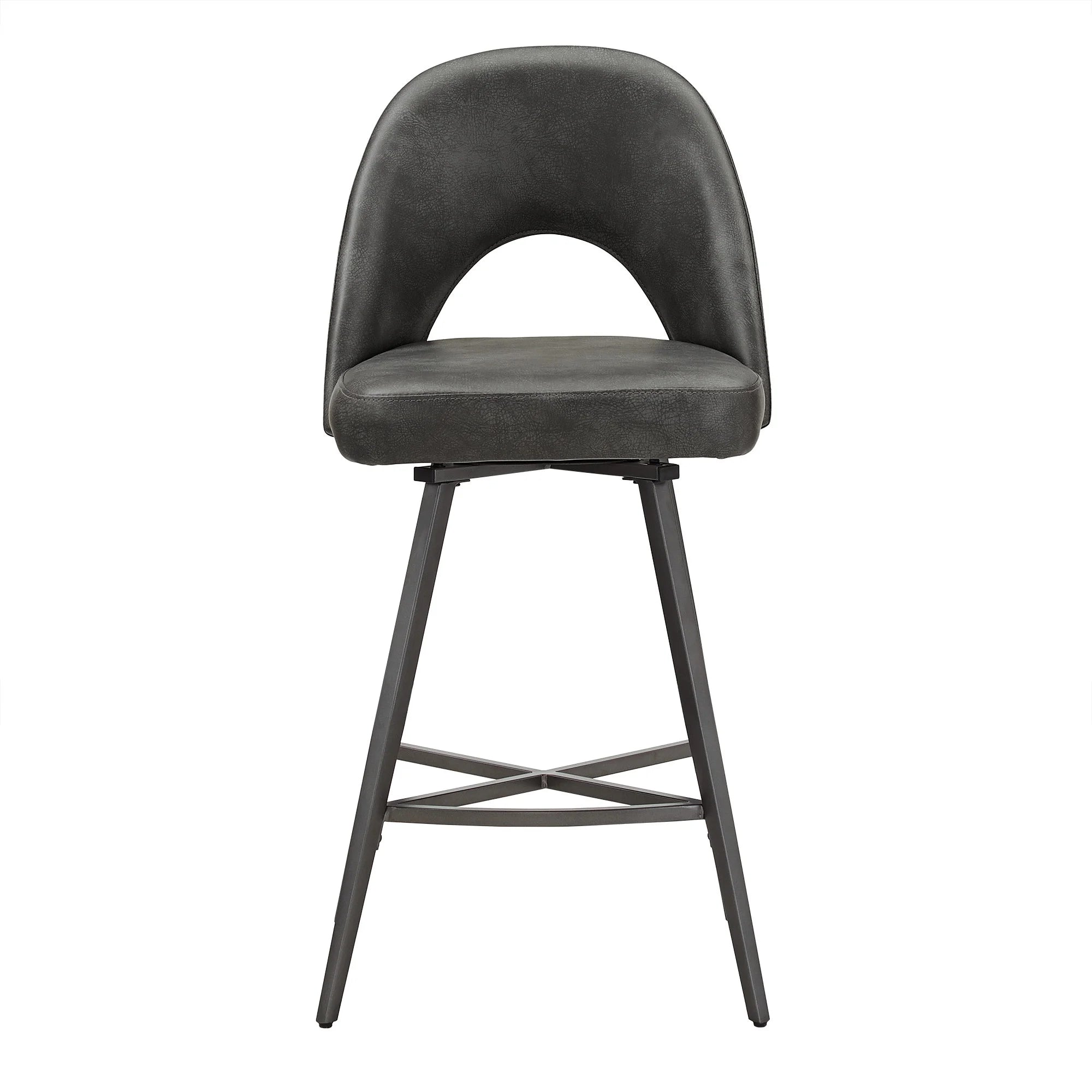24" Metal Swivel Counter Stools, Set of 2, Dark Grey N631