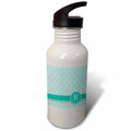 Aqua Blue Teal Turquoise Mint Monogrammed 21 oz Sports Water Bottle T2500
