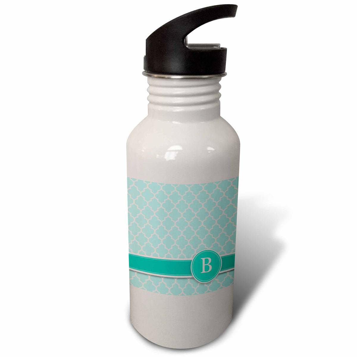 Aqua Blue Teal Turquoise Mint Monogrammed 21 oz Sports Water Bottle T2500