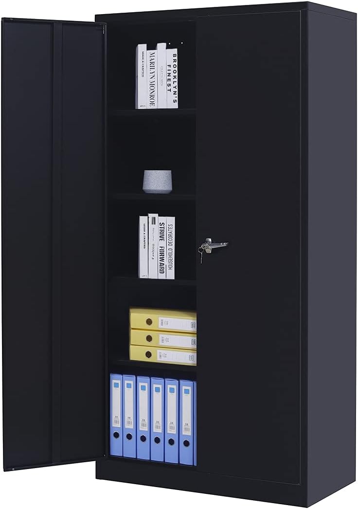 Metal Storage Cabinet with 2 Locking Doors and 4 Adjustable Shelves K44168