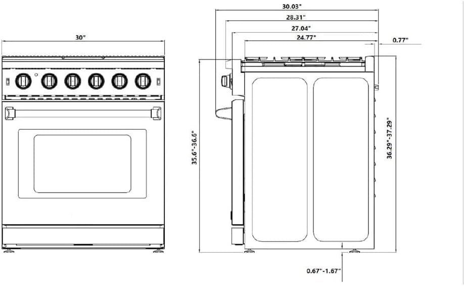 30 Inch Stainless Steel Gas Range with 5 Sealed Burners, 4.5 cu. ft. Oven, Storage Drawer, Cast Iron Grate F1555