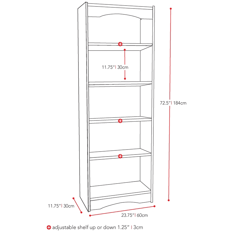 Midnight Black 72-Inch Tall Bookcase O84914