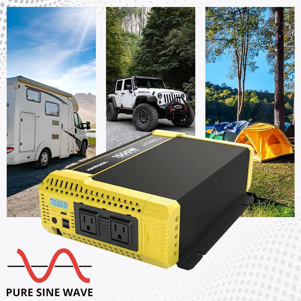 1500 Watt 12V Pure Sine Inverter Dual AC Outlets & USB O7440