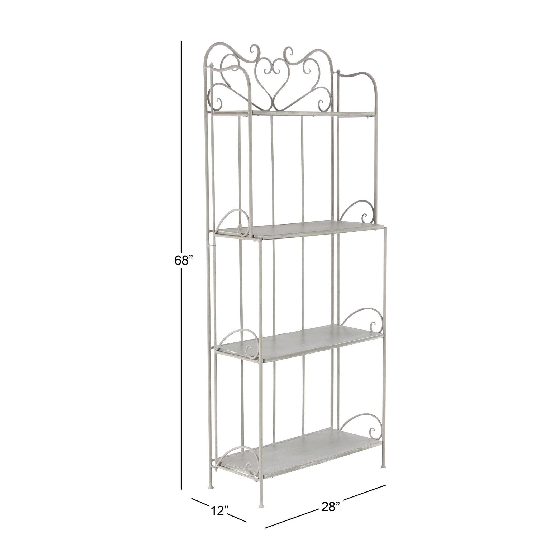 Gray Wood and Iron Four-Tier Bookshelf E87962